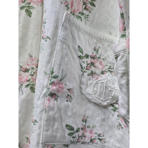 Christian Dior Robe Large Cotton Floral Cream Pink Full Length House Robe Vtg - Picture 3 of 6